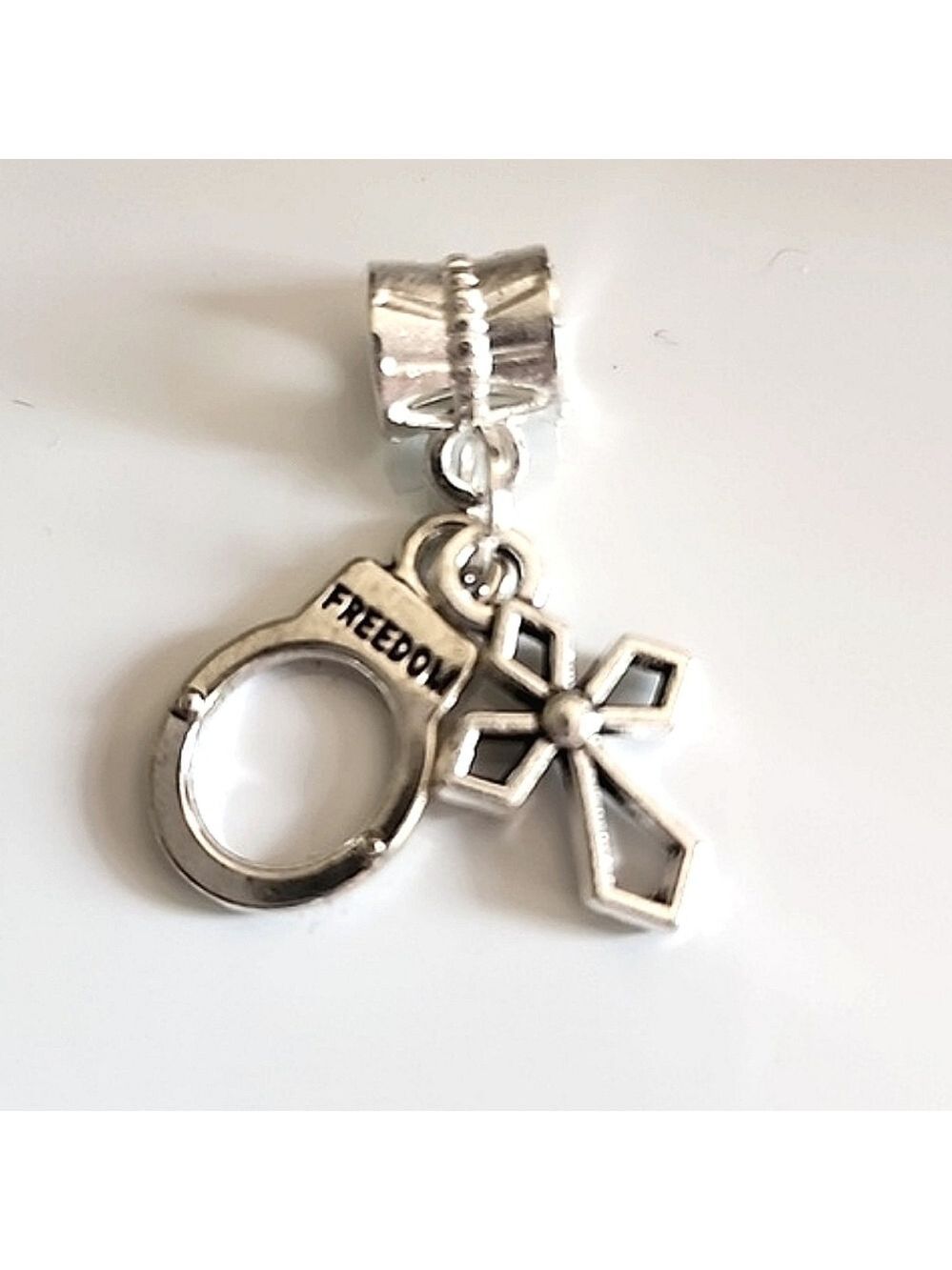 FREEDOM In Christ Charm CROSS AND freedom Handcuff Reminder of Who you Are
